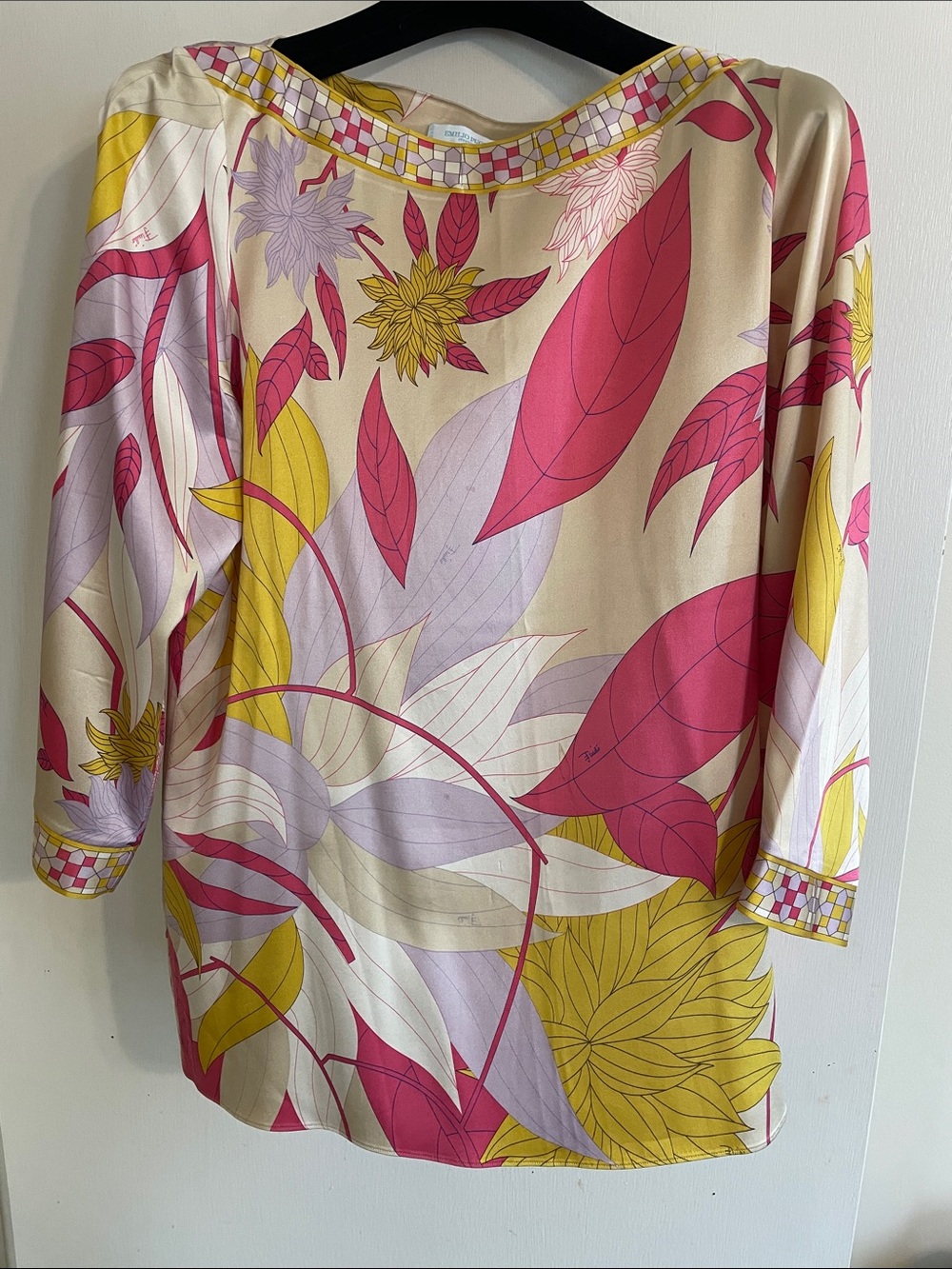 Emilio Pucci Pink, Yellow & Cream Silk Floral Top